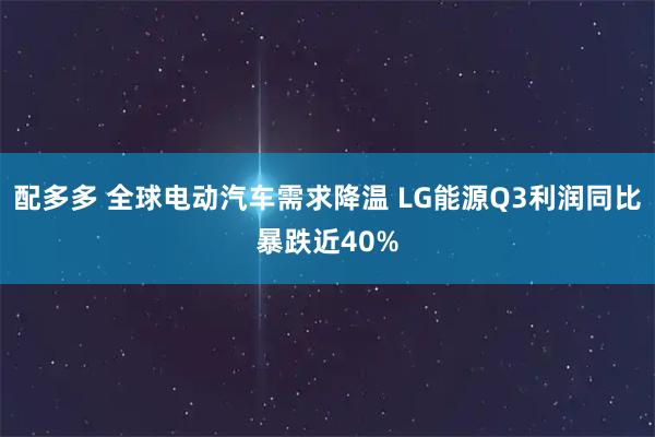 配多多 全球电动汽车需求降温 LG能源Q3利润同比暴跌近40%